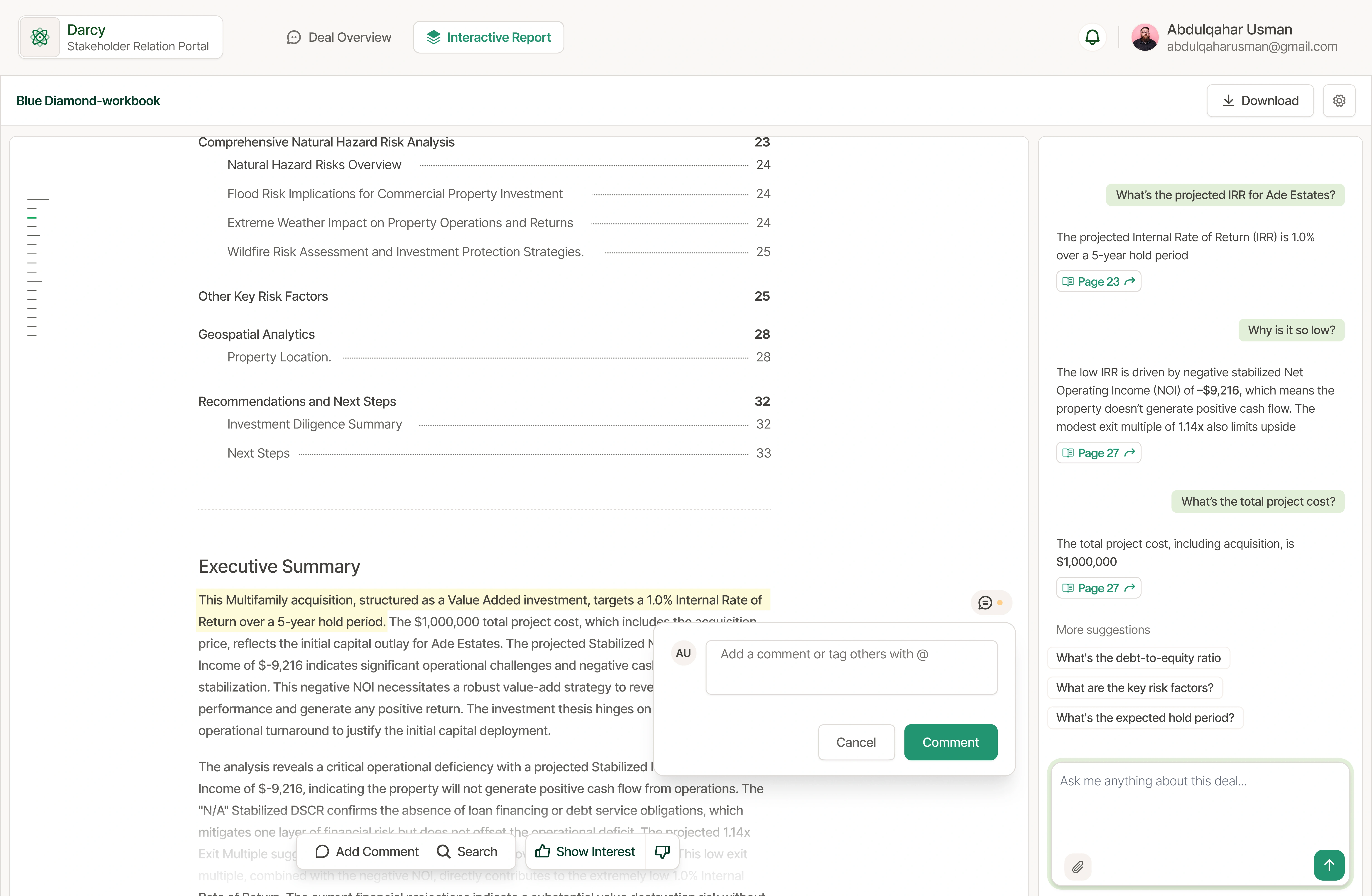 stakeholder adding comment